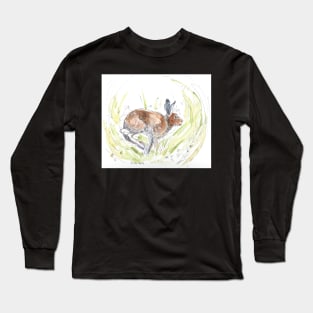 Irish hare watercolour illustration. Long Sleeve T-Shirt